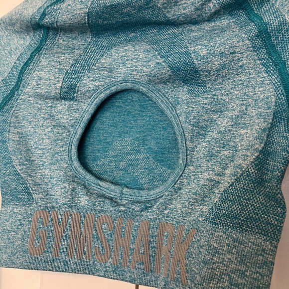 GYMSHARK Flex Sports Long Sleeve Crop Top - Teal Marl/ Light Grey - Picture 4 of 6